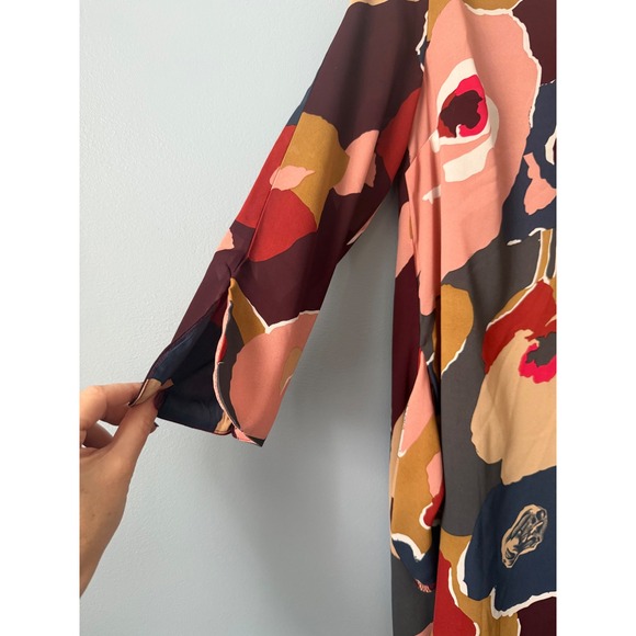 I Madeline Floral Print‎ Shift Dress Burgundy Pink Blue Tan Size Medium - Picture 3 of 10